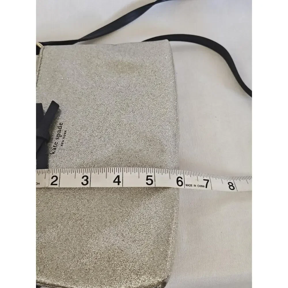 Kate Spade‎ Shoulder Bag Champagne Gold Ribbon PVC Silver Leather strap